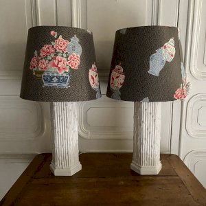 Hollywood Regency pair of lamps in bamboo imitation ceramic, 20th century M3765