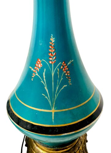 Paire de lampes Napoléon III en porcelaine polychrome XIX siècle