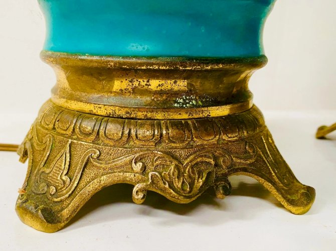 Paire de lampes Napoléon III en porcelaine polychrome XIX siècle