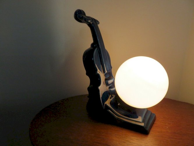 PAIRE DE LAMPES  VIOLONCELLE  EN CERAMIQUE BLEUE ET OPALINE ANNEES 70 80 