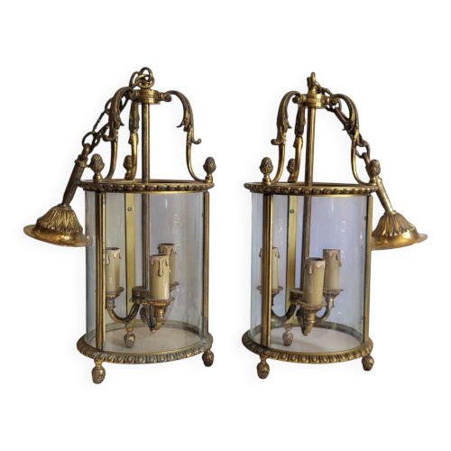 Paire de lanternes en Bronze Style Louis XVI