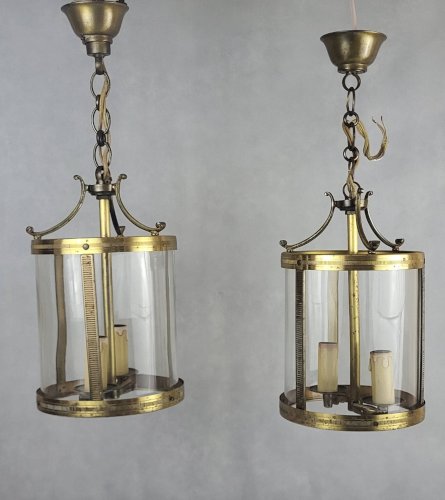 Paire de lanternes en laiton, 1950