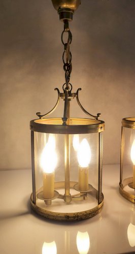 Paire de lanternes en laiton, 1950