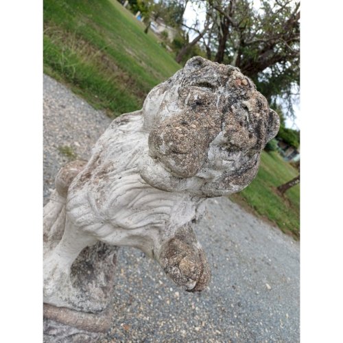 Paire de Lions en Pierre des Années 60