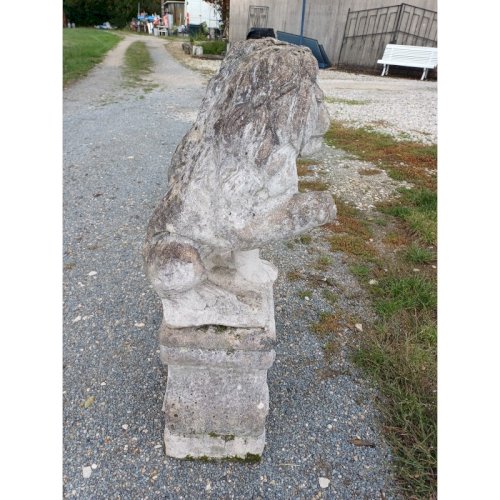 Paire de Lions en Pierre des Années 60