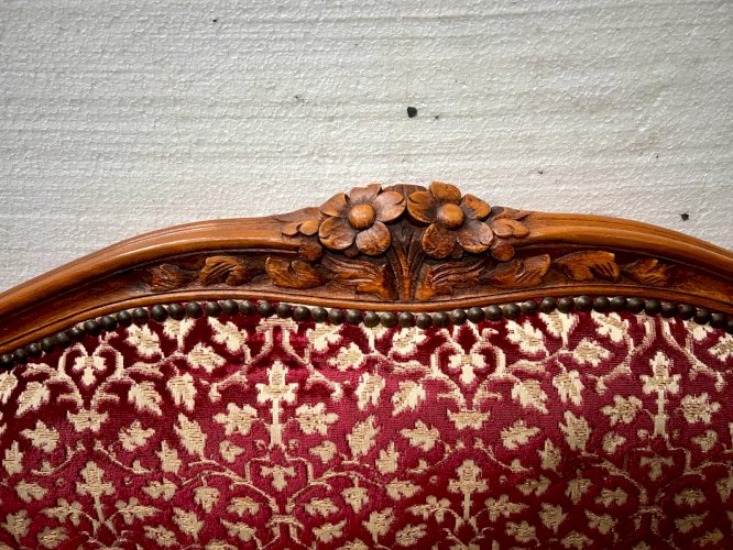 Paire de lit corbeille de style Louis XV en hetre teinté XX siècle