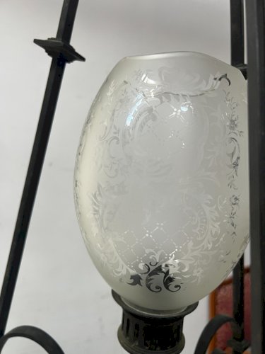 Paire de lustres boules en bronze patiné XIX siècle