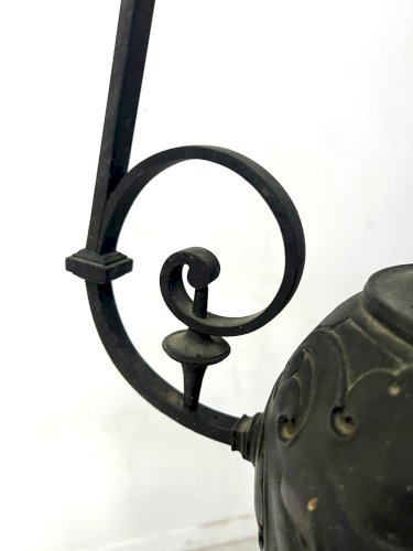 Paire de lustres boules en bronze patiné XIX siècle