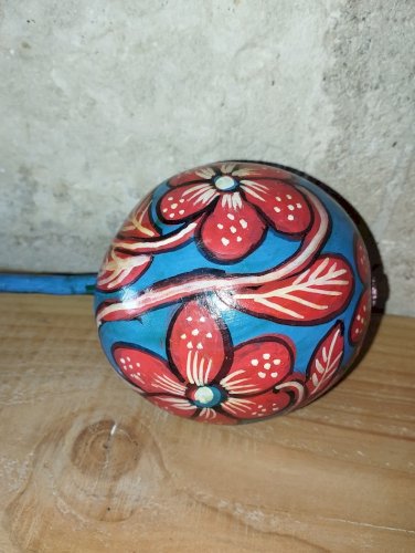 Paire de maracas artisanales mexicaines en calebasse peinte – Années 60/70