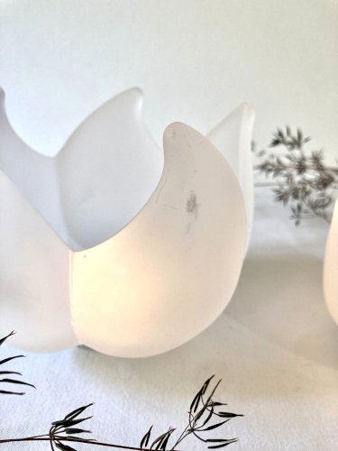 Paire de photophores "Lotus" en verre dépoli – Leonardo