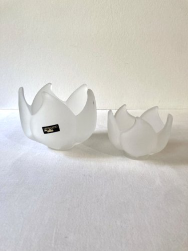 Paire de photophores "Lotus" en verre dépoli – Leonardo