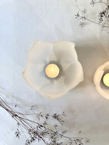 Paire de photophores "Lotus" en verre dépoli – Leonardo