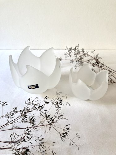 Paire de photophores "Lotus" en verre dépoli – Leonardo