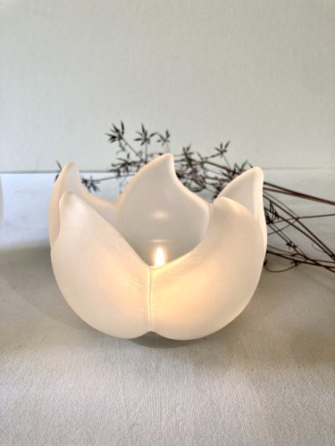 Paire de photophores "Lotus" en verre dépoli – Leonardo