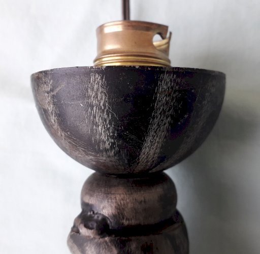 Paire de pieds de lampe en fer forgé