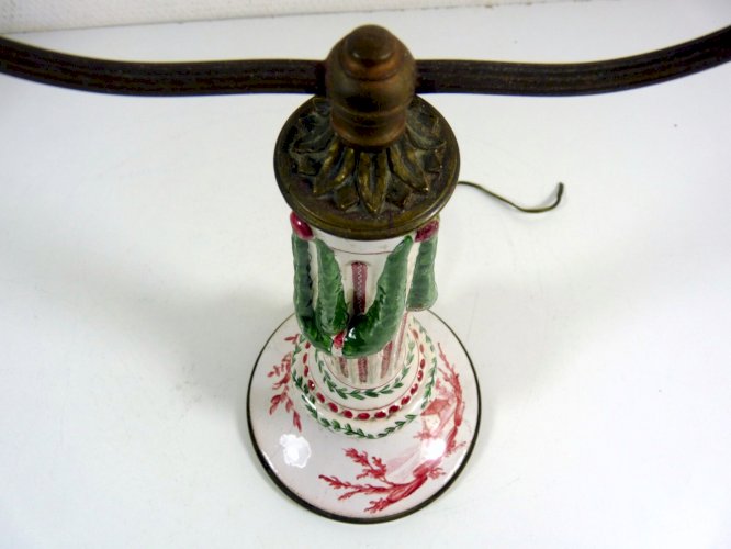 Paire de pieds de lampe porcelaine Sceaux XVIII° Louis XVI monture bronze signés