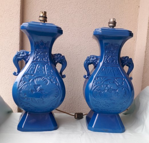 Paire de pieds de lampes asiatiques