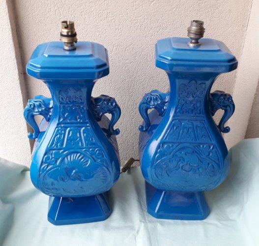 Paire de pieds de lampes asiatiques