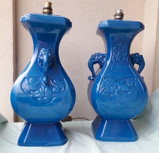 Paire de pieds de lampes asiatiques