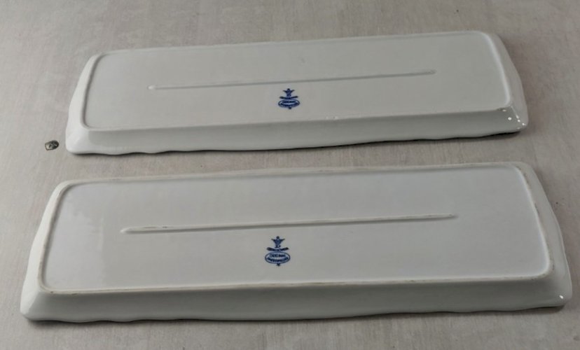 Paire de plats à cake, décor Blue Onion / porcelaine Tchécoslovaquie / Czech