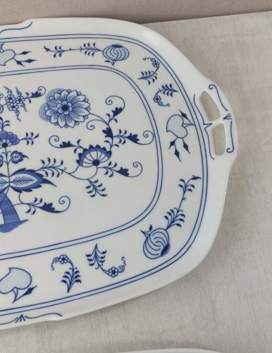 Paire de plats de service, décor Blue Onion / porcelaine Tchécoslovaquie / Czech