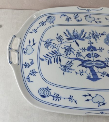 Paire de plats de service, décor Blue Onion / porcelaine Tchécoslovaquie / Czech