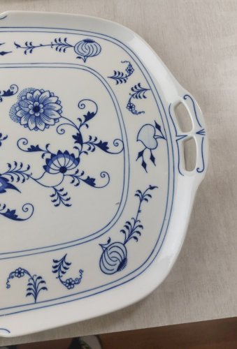 Paire de plats de service, décor Blue Onion / porcelaine Tchécoslovaquie / Czech