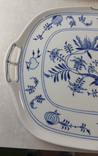 Paire de plats de service, décor Blue Onion / porcelaine Tchécoslovaquie / Czech