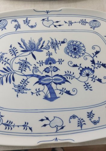 Paire de plats de service, décor Blue Onion / porcelaine Tchécoslovaquie / Czech