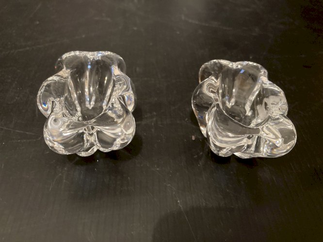 paire de salerons Daum France  sel poivre  saliere poivriere pate de verre