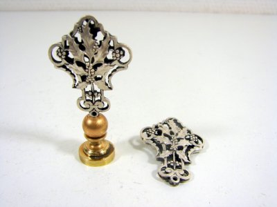 Pair of Seals / Silver Stamps? Carved Openwork Art Nouveau Mistletoe