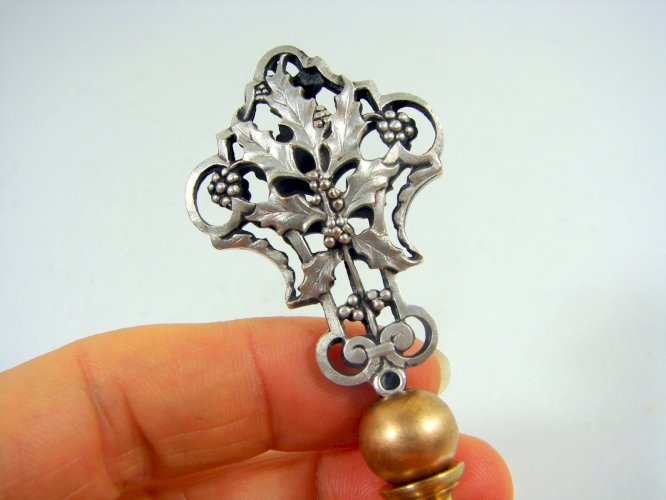 Paire de Sceaux / Cachets Argent ? Sculpté Ajouré Art Nouveau Gui