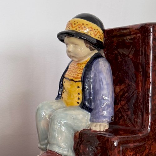 Paire de serre-livres HB Quimper par Berthe Savigny enfants assis M3696