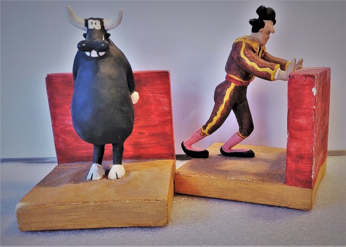Paire de Serre- livres tauromachie dans le gout de Mordillo