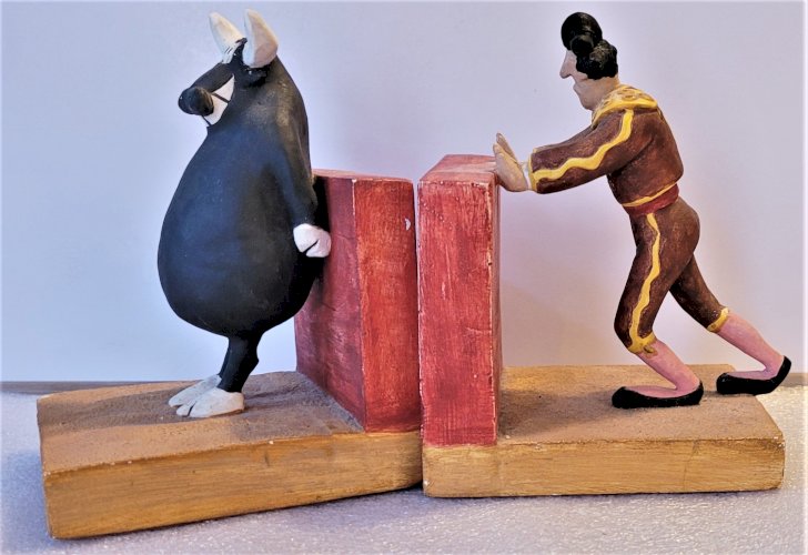 Paire de Serre- livres tauromachie dans le gout de Mordillo