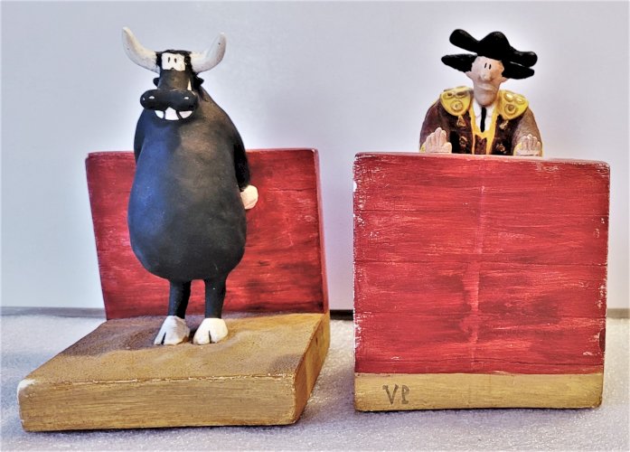 Paire de Serre- livres tauromachie dans le gout de Mordillo