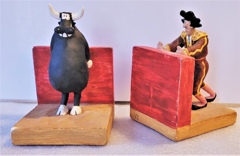 Paire de Serre- livres tauromachie dans le gout de Mordillo