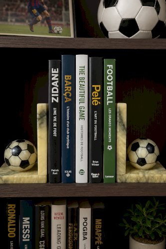 Paire de serre-livres vintage en albâtre véritable – Ballons de football