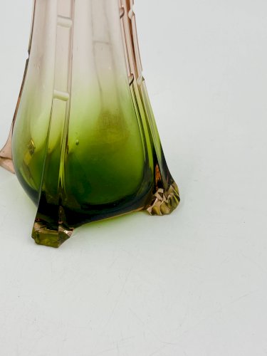 Paire de soliflores vintage en verre rose et vert