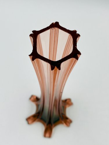 Paire de soliflores vintage en verre rose et vert