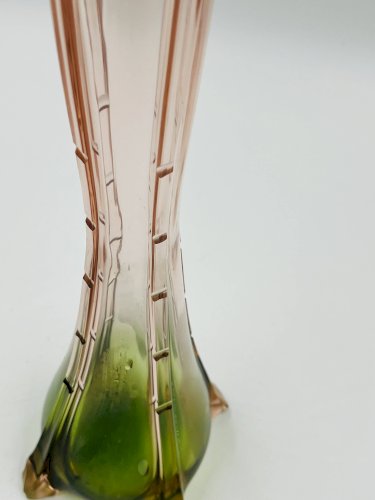 Paire de soliflores vintage en verre rose et vert