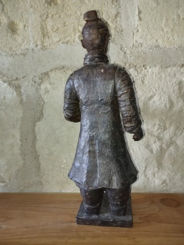 Paire de statues décoratives inspirées des guerriers de Xi’an – Résine patinée – Grand format