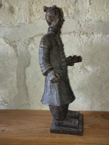 Paire de statues décoratives inspirées des guerriers de Xi’an – Résine patinée – Grand format