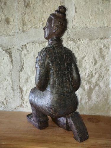 Paire de statues décoratives inspirées des guerriers de Xi’an – Résine patinée – Grand format