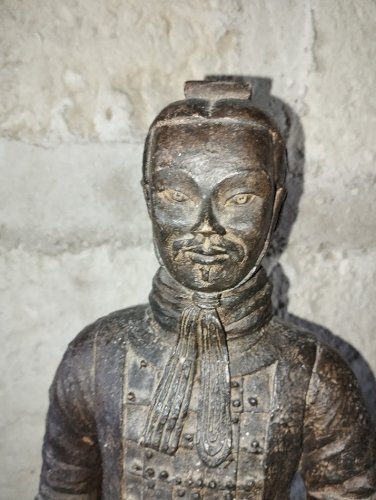 Paire de statues décoratives inspirées des guerriers de Xi’an – Résine patinée – Grand format