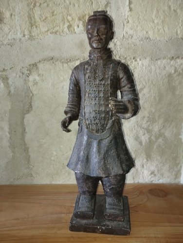 Paire de statues décoratives inspirées des guerriers de Xi’an – Résine patinée – Grand format