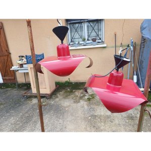 Paire de Suspensions Vintage Tole rouge