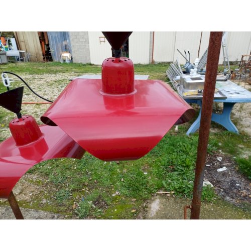 Paire de Suspensions Vintage Tole rouge