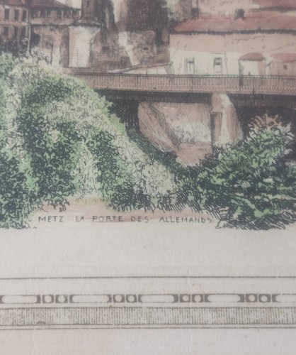 Paire de tableaux, aquarellés à la main, Metz