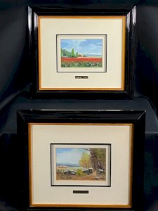 Pair of paintings with knife-oil landscapes Spanish School Ramon Duran Font.